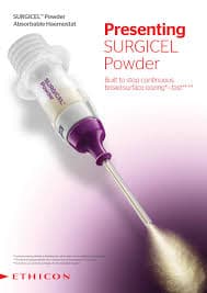 תמונת מוצר של אבקת Surgicel והמוליך שלה